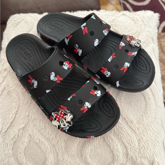 CROCS Shoes - Crocs woman’s Minnie Mouse Black Slides sandals size 8